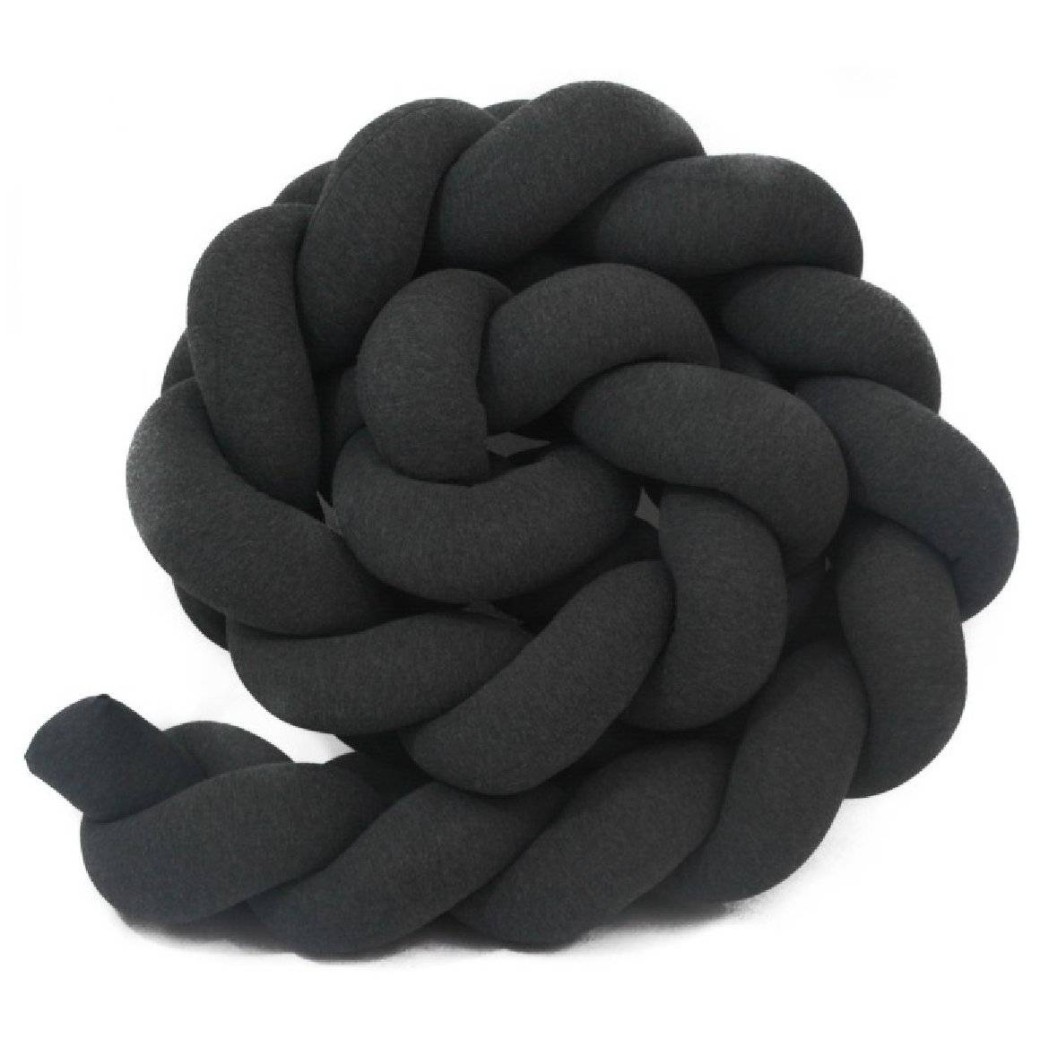 Enojna obroba za otroško posteljo Temno siva Melange 200 cm Enojna obroba za otroško posteljo Temno siva Melange 200 cm