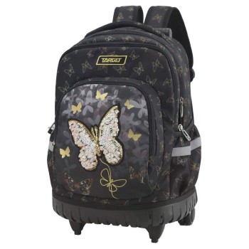 Šolska torba na kolesih Trolley Gold Butterfly 28111