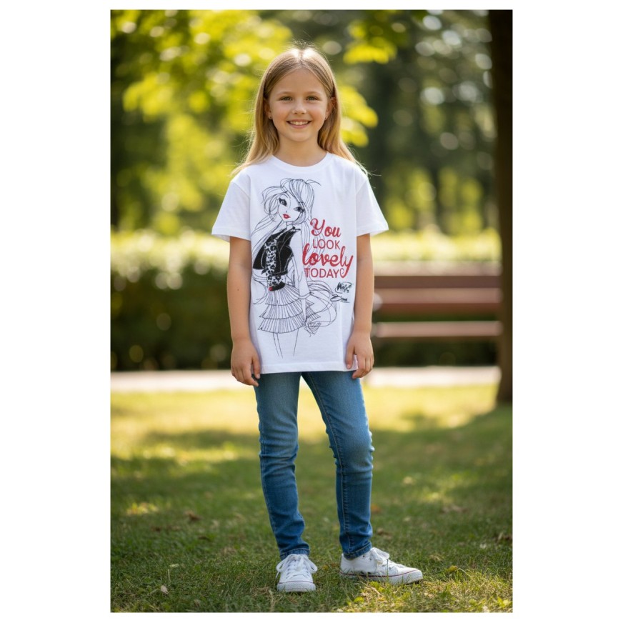 Majica kratek Winx Bloom v beli barvi