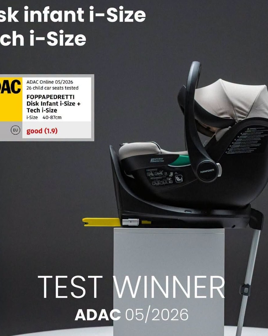 Zmagovalec Adac testa 25/26 - Foppapedretti Disk Infant + Tech podstavek (ocena 1,9) 