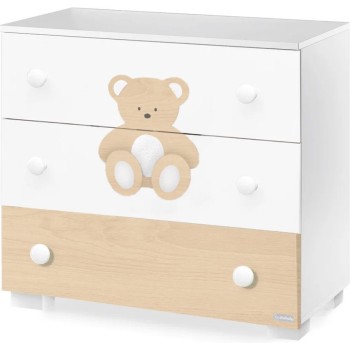 Drvena komoda PELUCHE White Natural s 3 ladice