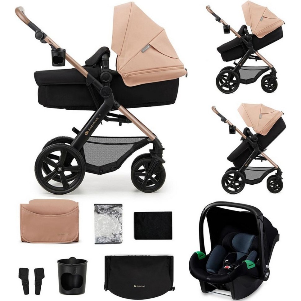 Kinderkraft MOOV 2 3v1 Sand Beige Peach otroški voziček