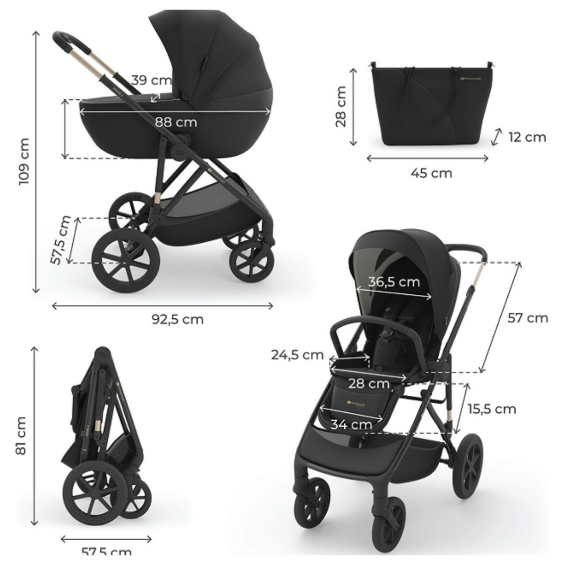 Kolica Kinderkraft Prime3 PRO 3u1 Venetian Black Kolica Kinderkraft Prime3 PRO 3u1 Venetian Black