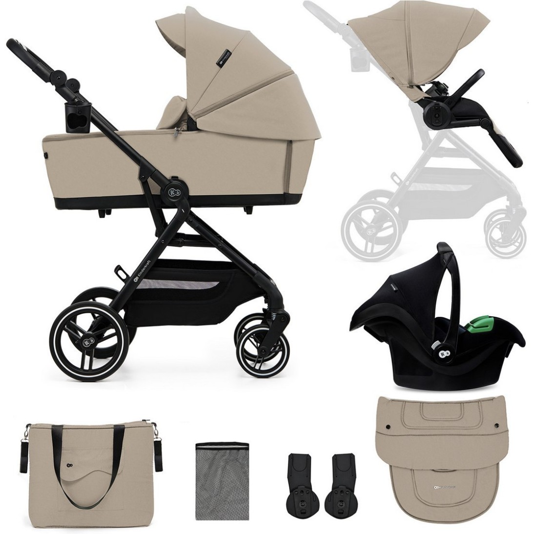Otroški voziček Kinderkraft YOXI Mink Pro 3v1 Sand Beige