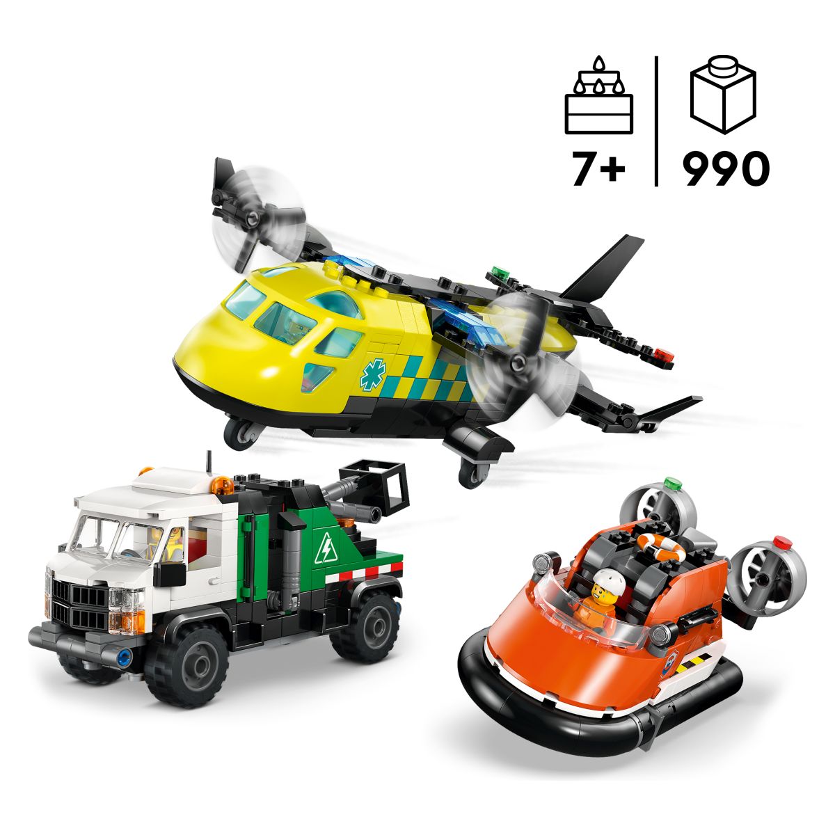 Lego City Remix: letalo, servisni tovornjak in vozilo na zračni blazini 60505 Lego City Remix: letalo, servisni tovornjak in vozilo na zračni blazini 60505