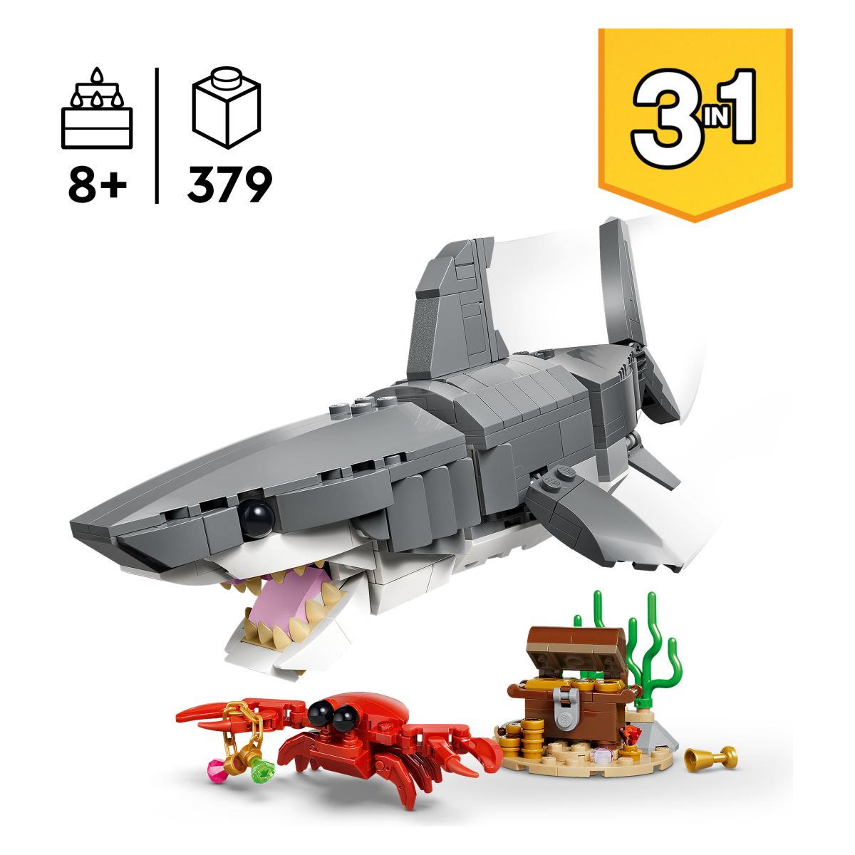 Kocke Creator Krvoločen morski pes s skrinjo z zakladom 31381