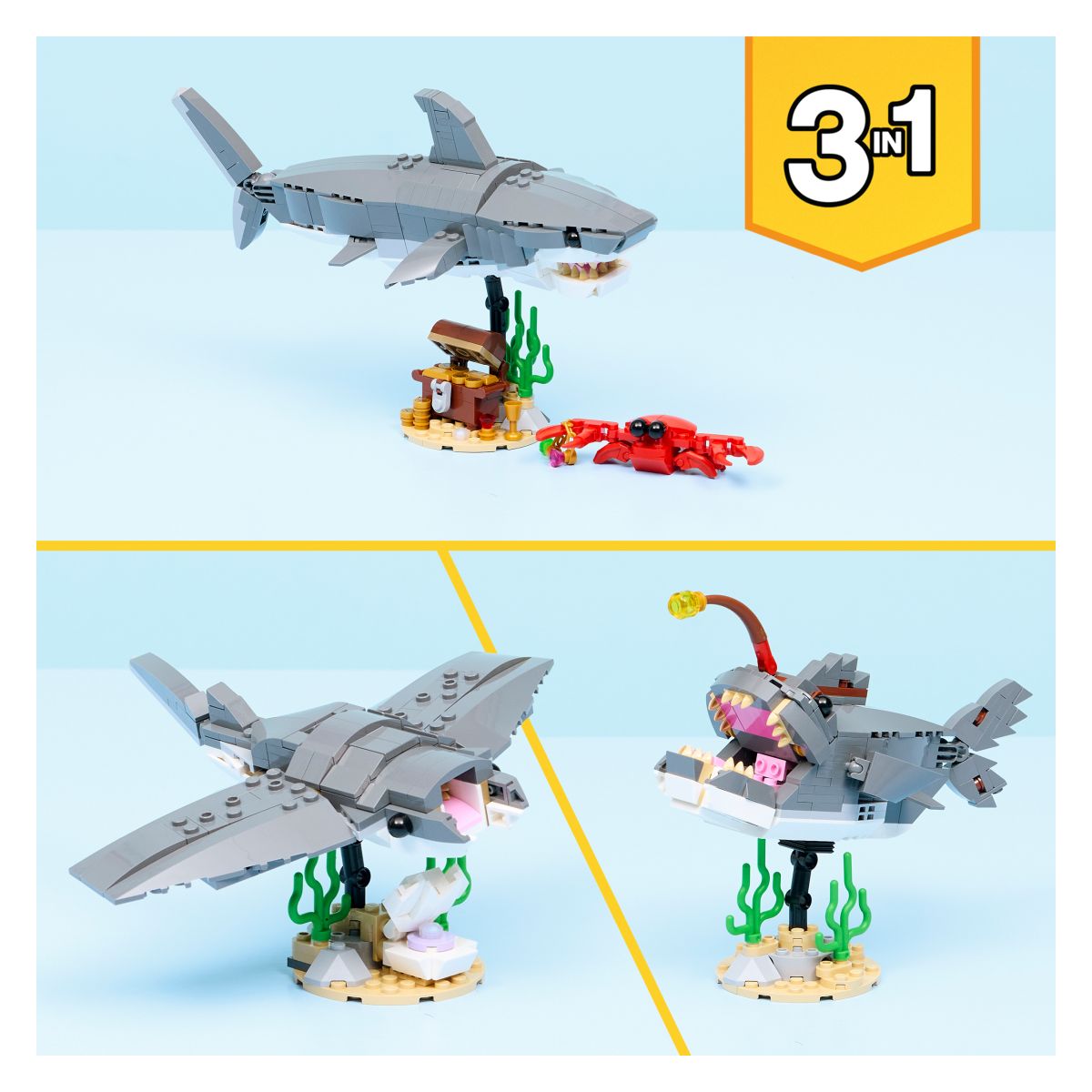 Kocke Creator Krvoločen morski pes s skrinjo z zakladom 31381