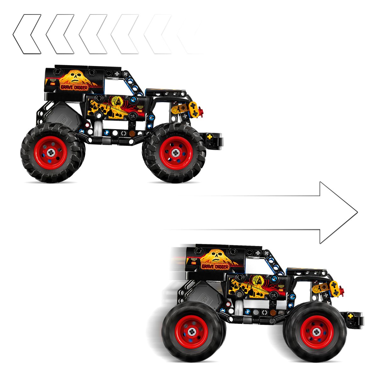 Kocke Technic Monster Jam Grave Digger Ogenj in led 42219