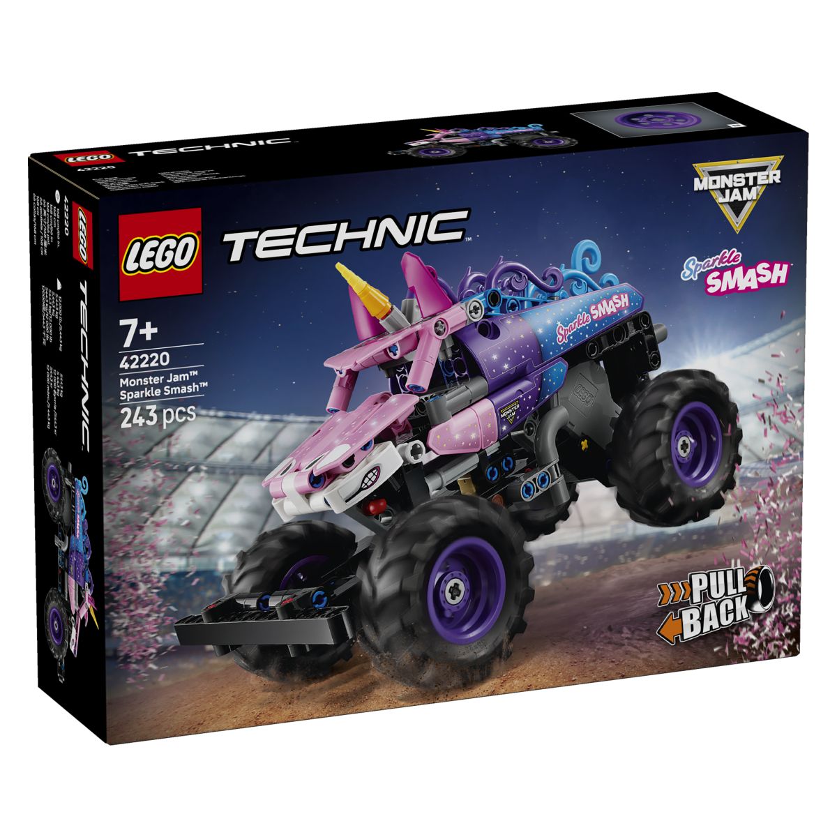 Kocke Technic Monster Jam Sparkle Smash z motorjem na poteg 42220 Kocke Technic Monster Jam Sparkle Smash z motorjem na poteg 42220