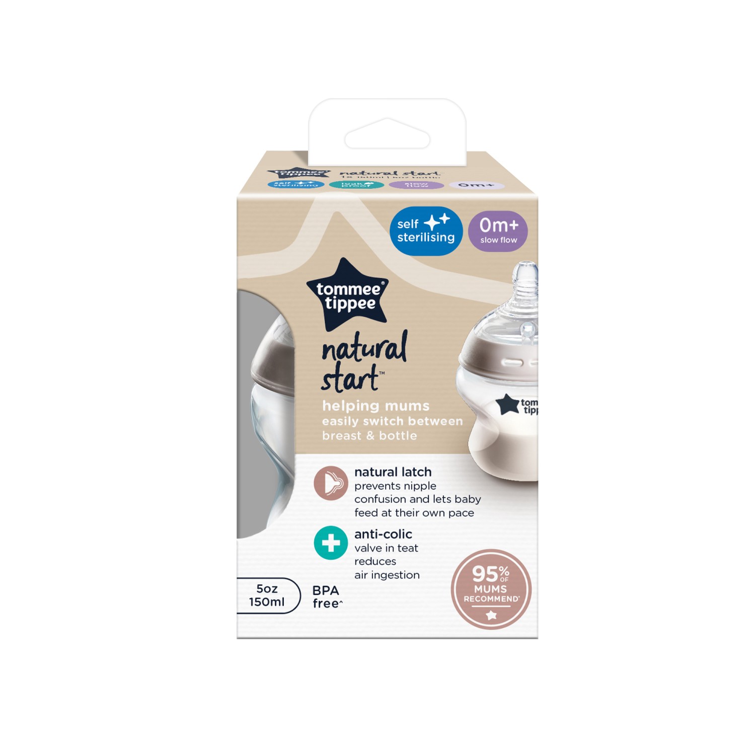 Tommee Tippee steklenička plastična NS 150ml