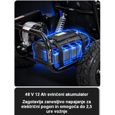 48V električni go kart za djecu BUGGY RSX Black