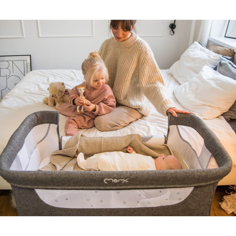 SMART BED otroška obposteljna posteljica in stajica, siva MOMI SMART BED, siva