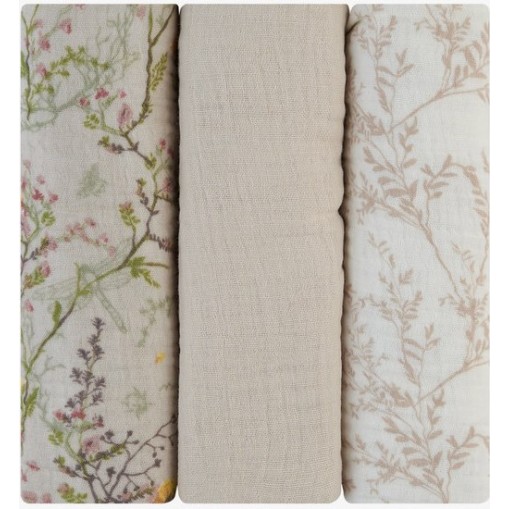 Tetra pleničke iz muslina Secret Garden Beige 3 kosi 75x75 cm Tetra pleničke iz muslina Secret Garden Beige 3 kosi 75x75 cm
