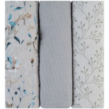 Tetra pelene od muslina Dreamy Fields Grey 3 kom, 75x75 cm