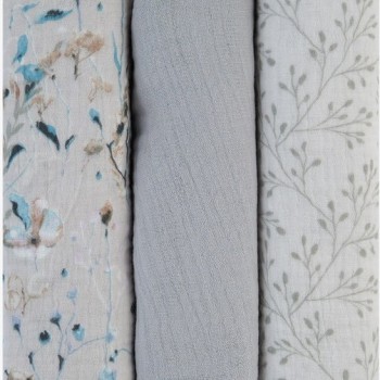 Tetra pelene od muslina Dreamy Fields Grey 3 kom, 75x75 cm