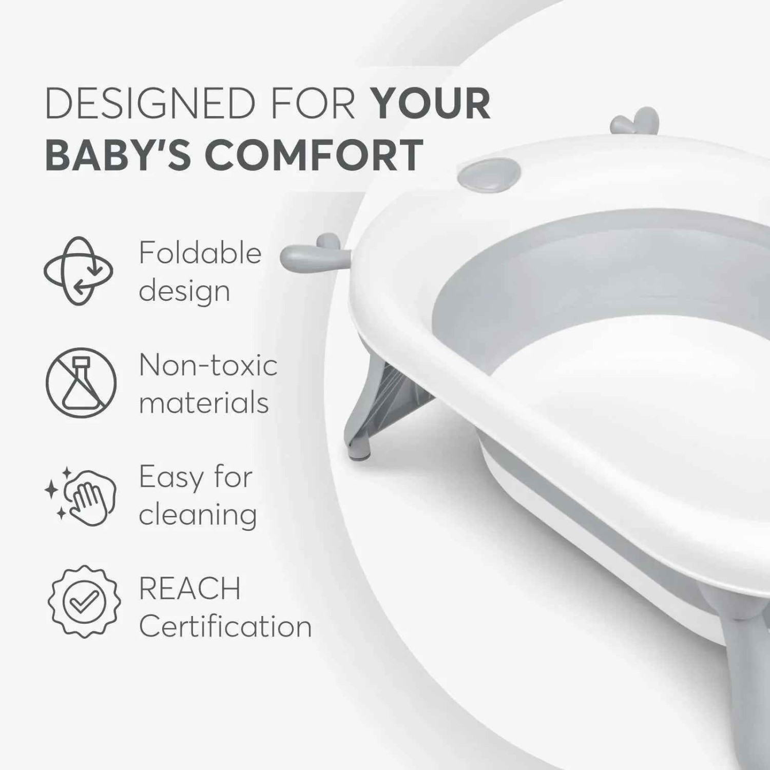 KikkaBoo® Sklopiva kadica za bebu Foldy Grey