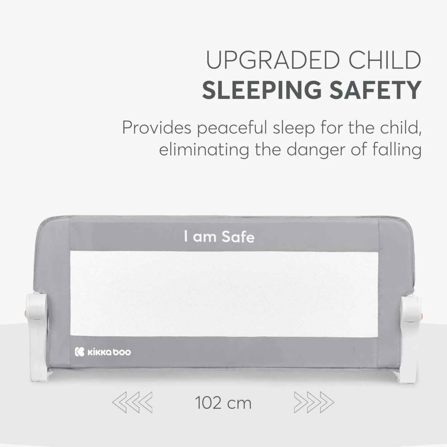 KikkaBoo® zaštitna ograda za krevet I am Safe 102cm Grey KikkaBoo® zaštitna ograda za krevet I am Safe 102cm Grey