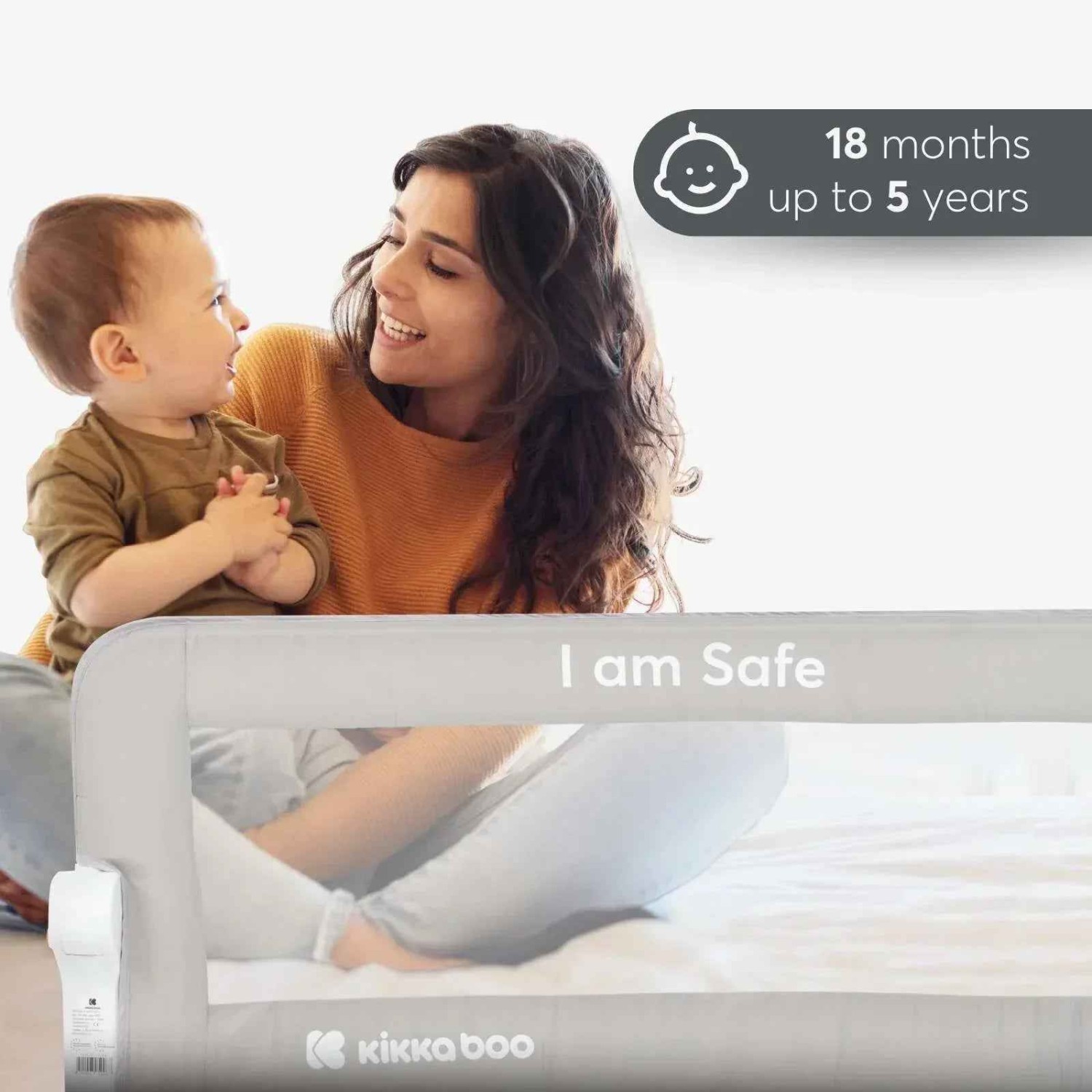 KikkaBoo® zaštitna ograda za krevet I am Safe 102cm Grey KikkaBoo® zaštitna ograda za krevet I am Safe 102cm Grey