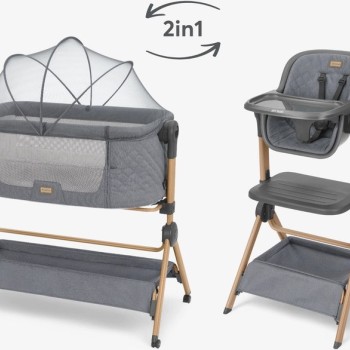 Obposteljna posteljica in stolček za hranjenje 2v1 SLEAT ME Grey