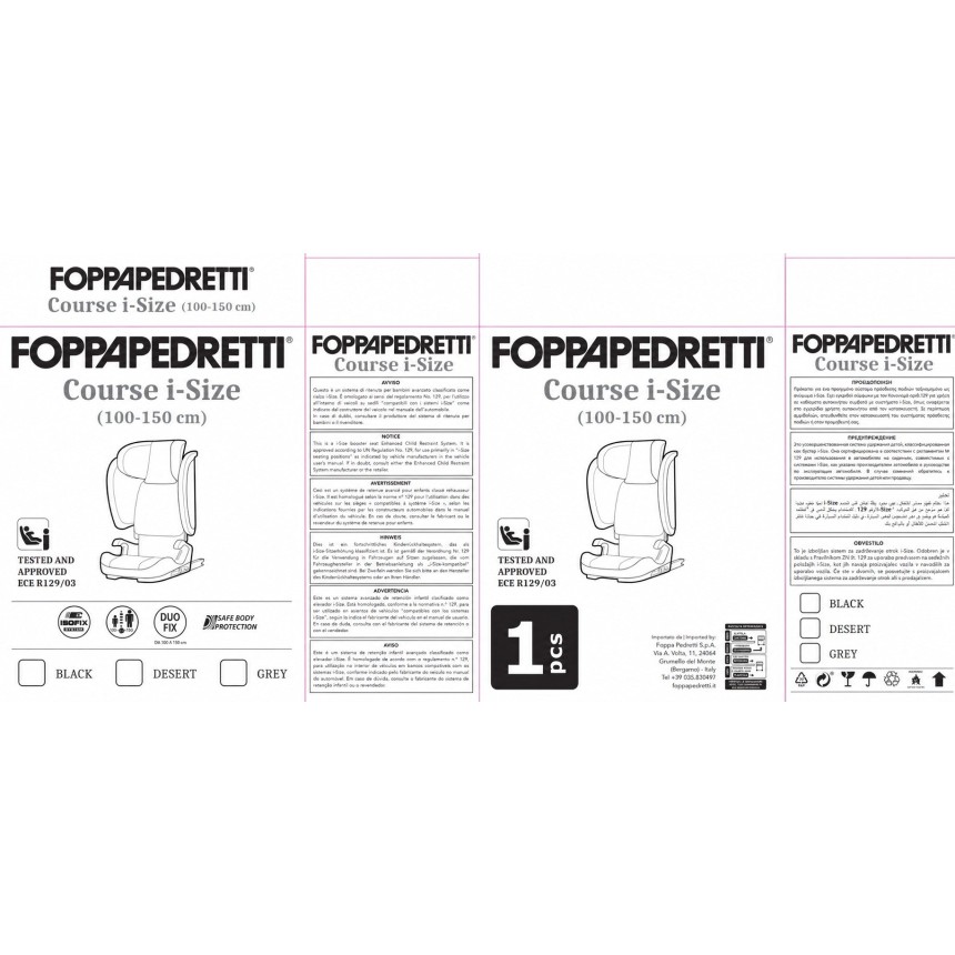 Sklopiva autosjedalica i- Size COURSE Grey 100-150 cm