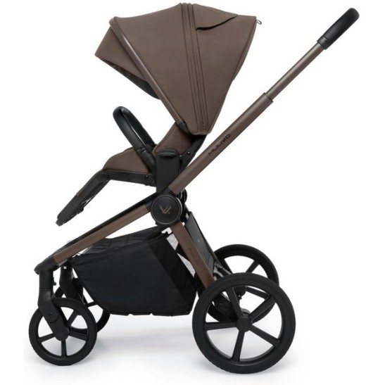 FOLD Chocolate voziček 2v1 z usklajenim ogrodjem in hitro zložljivo košaro