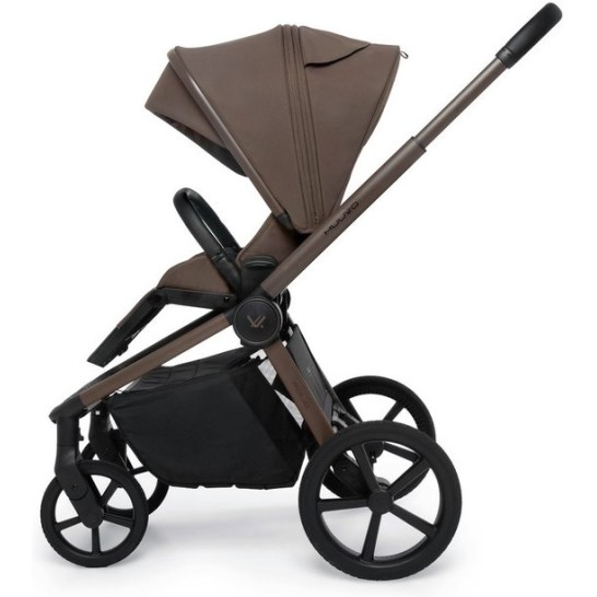 FOLD Chocolate voziček 2v1 z usklajenim ogrodjem in hitro zložljivo košaro