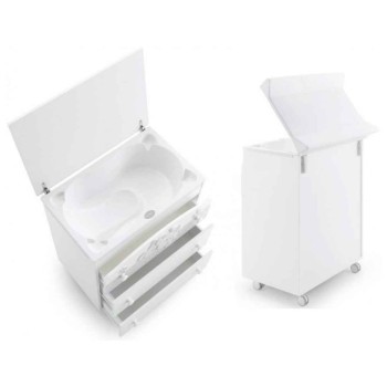 Previjalna miza z banjico DUDU White Tortora