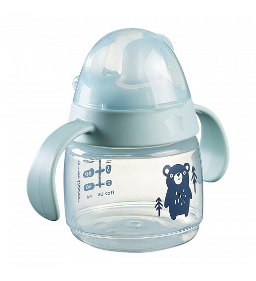 Tommee Tippee lonček z ustnikom in ročaji, Transition Cup, 4m+, 190ml, sort Tommee Tippee