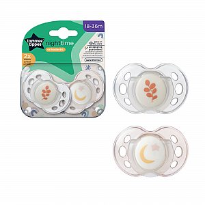 Tommee Tippee tolažilna duda - silikon , nočna, 18-36m, sort, 2/1
