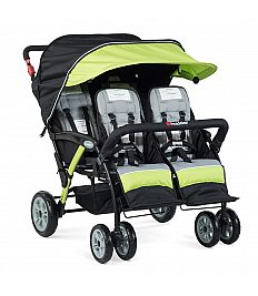  SPORT SPLASH QUAD Lime z dežno prevleko - voziček za več otrok