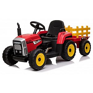 12V Traktor s prikolicom crveni
