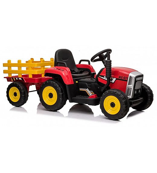 12v otroški traktor s prikolico rdeč