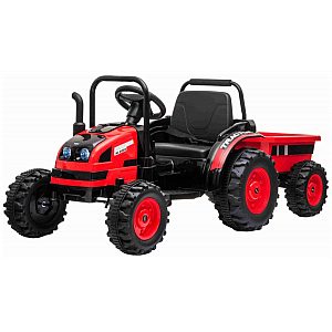 12V otroški traktor s prikolico POWER rdeč