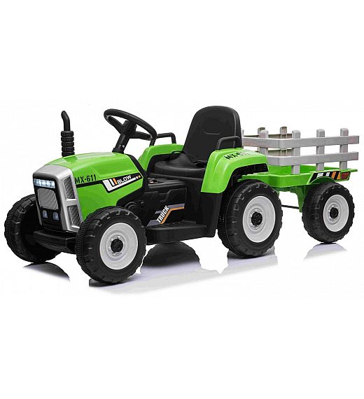 12v otroški traktor s prikolico zelen