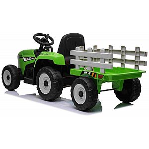 12v otroški traktor s prikolico zelen