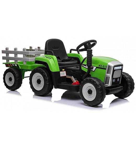 12v otroški traktor na akumulator  s prikolico zelen Beneo