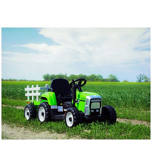 12v otroški traktor s prikolico rdeč