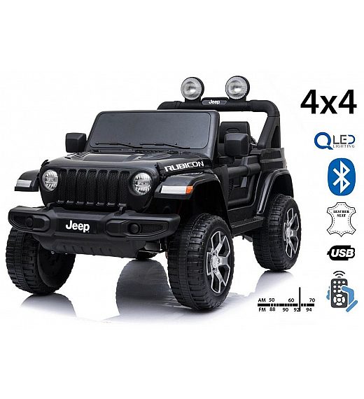 12V JEEP Wrangler RUBICON 4x4 - otroški avto na akumulator, črn