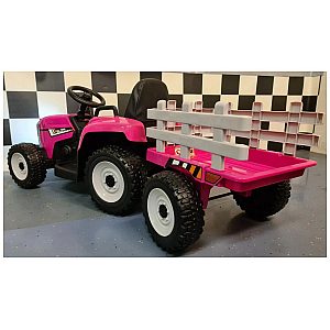 12V otroški traktor s prikolico pink