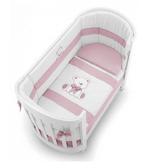 Ovalna otroška posteljica TATO White Pink