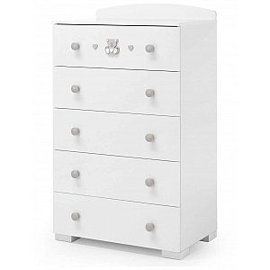 Komoda 5-delna CHARLY White Tortora