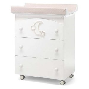 Previjalna miza z banjico MOON White