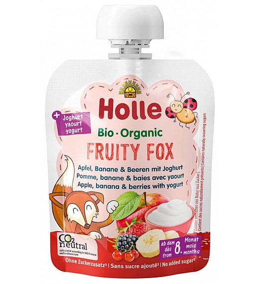 Jogurt FOX - jabuka, banana i jagoda s jogurtom nakon 8 mjeseci, 85g, BIO