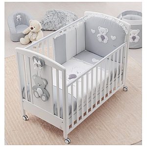 Drveni krevetič i madrac PELUICHE Grey