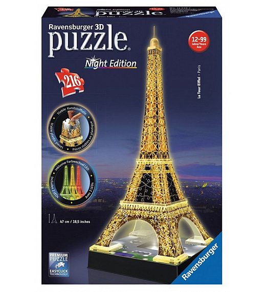 Sestavljanka 3D Eiffelov stolp ponoči