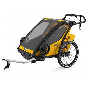   Chariot Sport2, Black Spetrum yellow - multifunkcijska prikolica za 2 otroka 4 v 1