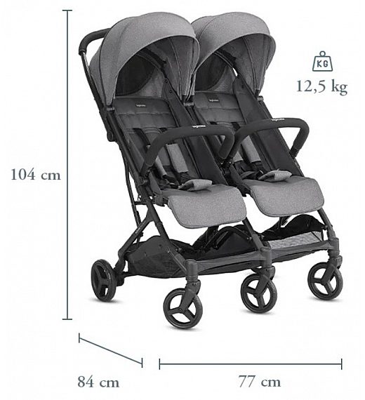 Dječja kolica za blizance Inglesina TWIN SKETCH Black Grey