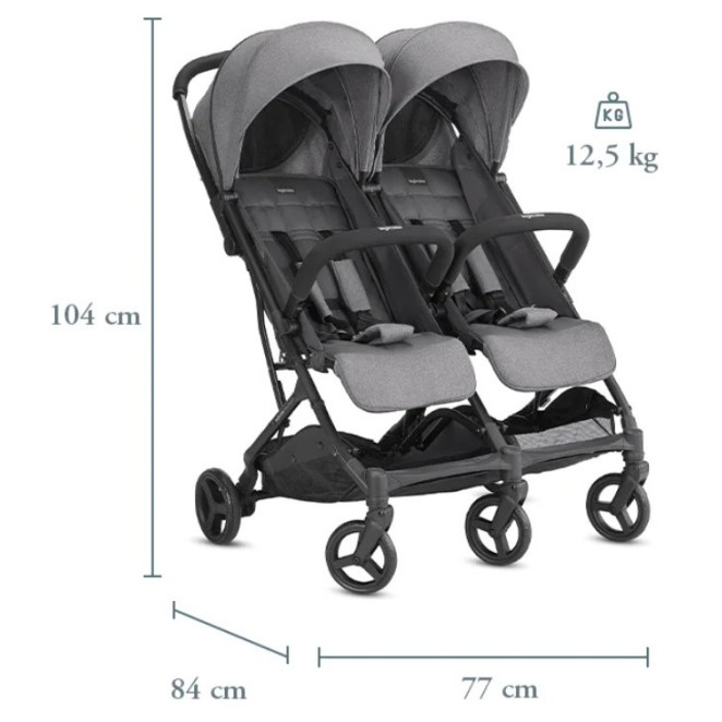 Otroški voziček za dvojčke Inglesina TWIN SKETCH Black Grey