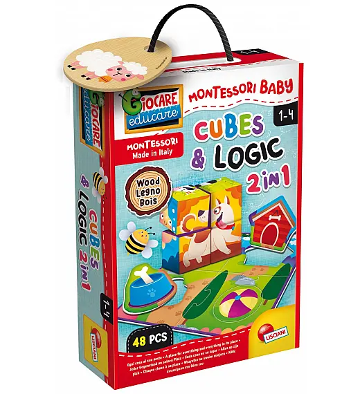 Lisciani Montessori Wood logika i kocke 2u1, 48 dijelova 96879