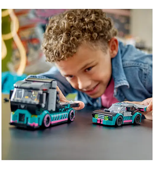 Lego kocke City Dirkalni avto in tovornjak za prevoz avtomobilov 60406